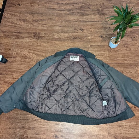 VINTAGE Gray Puffer Jacket MEN - Super Warm - Campus Brand - Picture 6 of 7